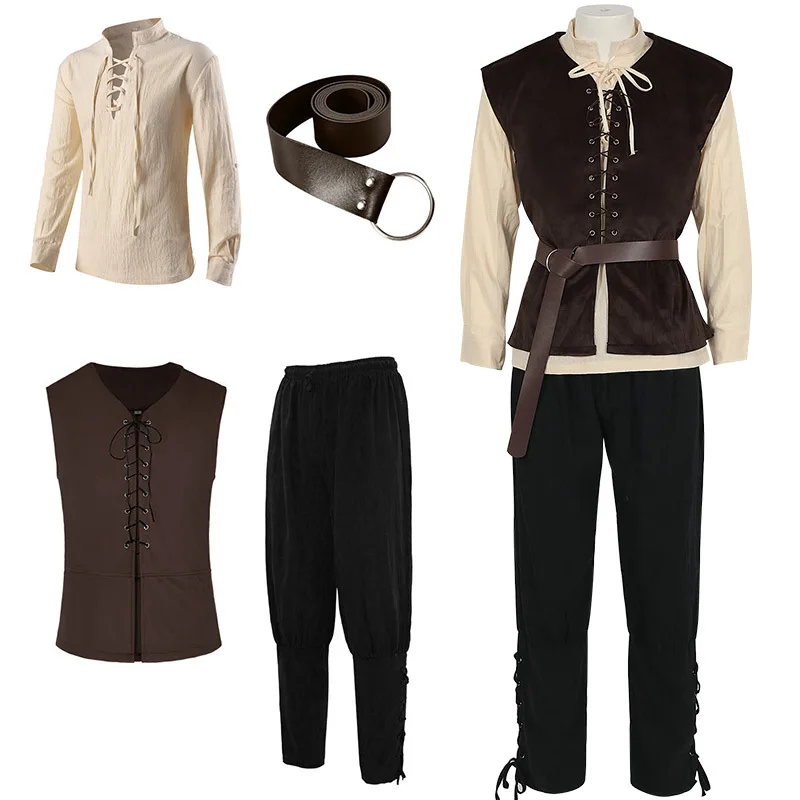 Medieval Shirts Gothic Steampu - Medieval Gothic Lace Up Pirate Shirt review and price