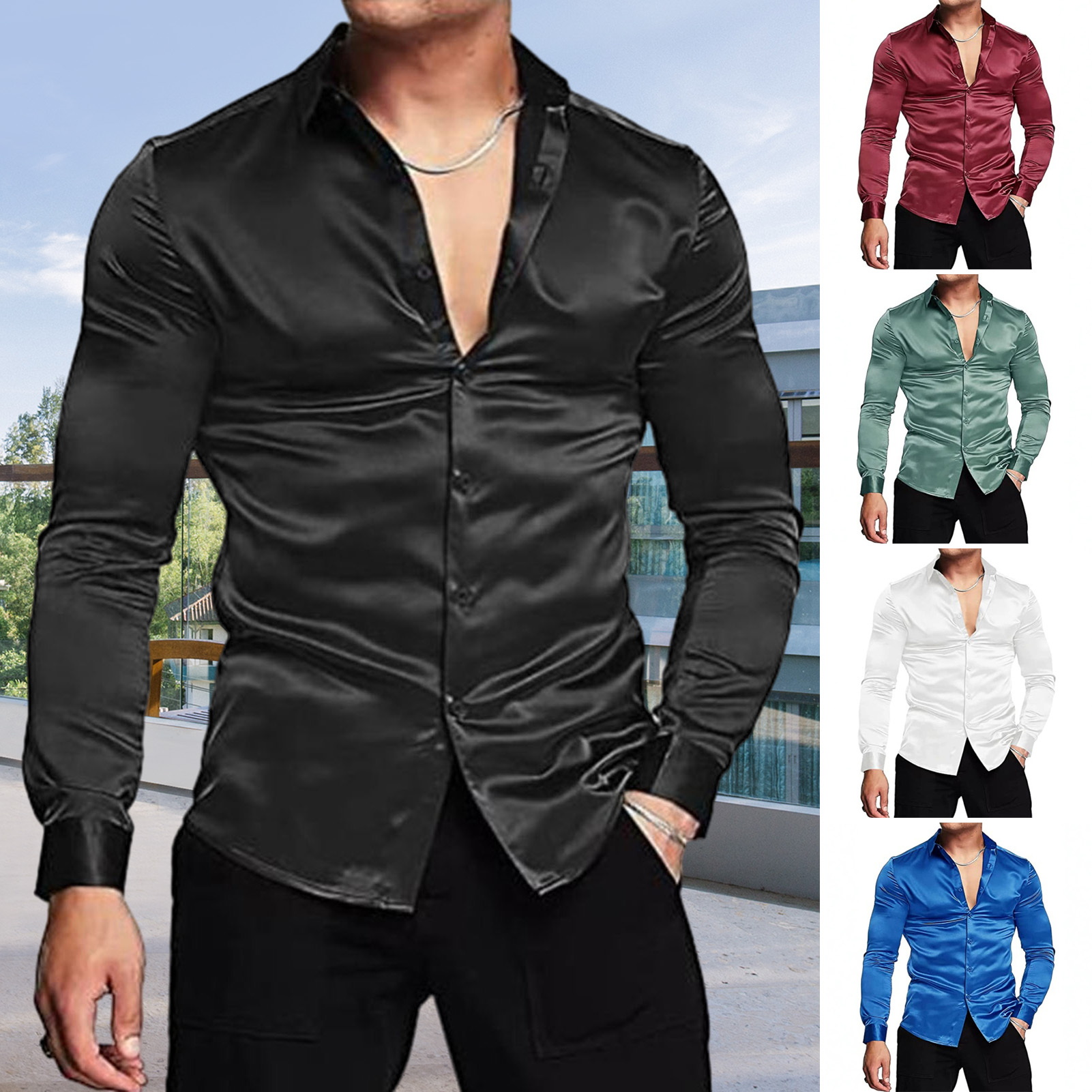 Pink Silk Satin Luxury Dress S - Mens Satin Silk Dress Shirt review and price