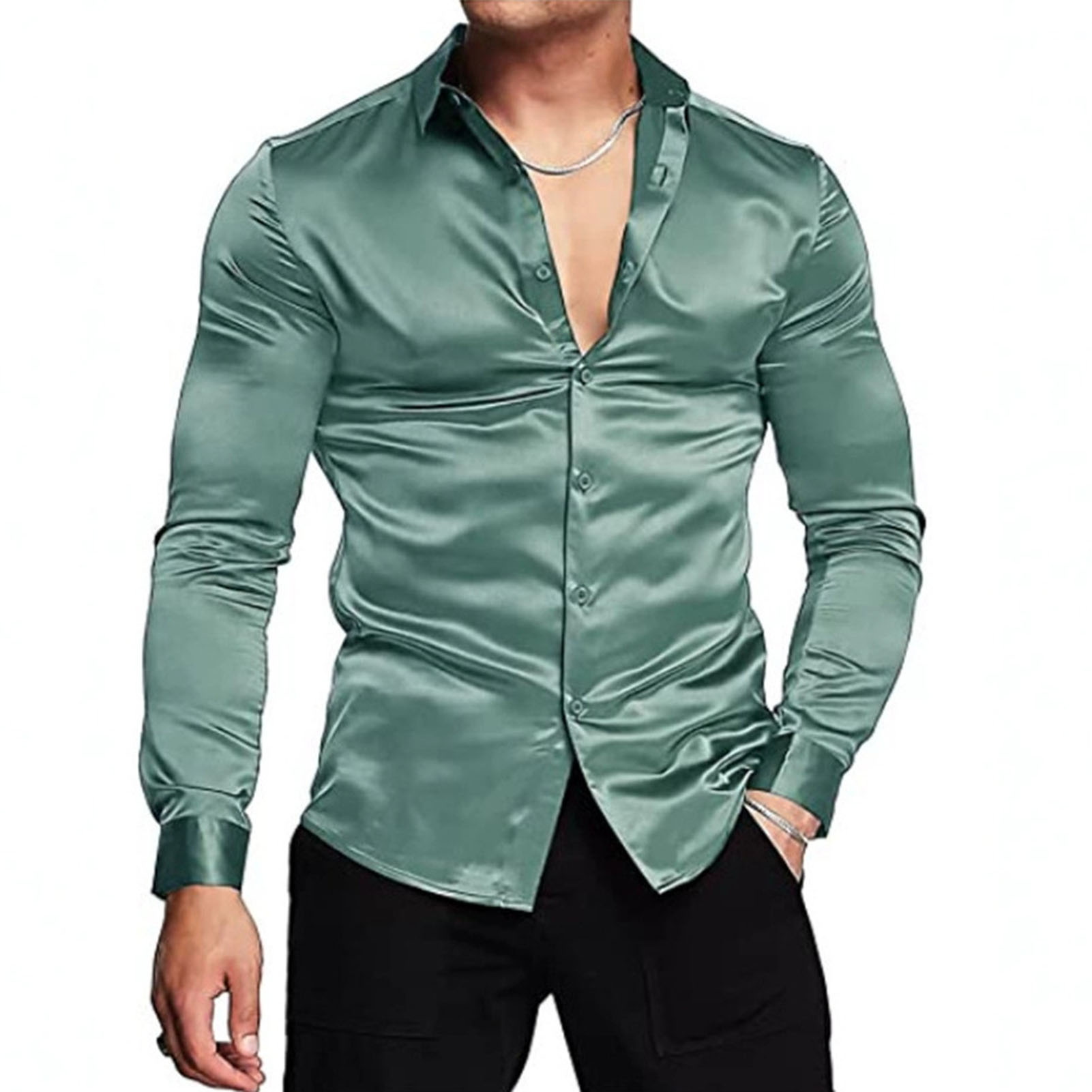 Pink Silk Satin Luxury Dress S - Mens Satin Silk Dress Shirt review and price