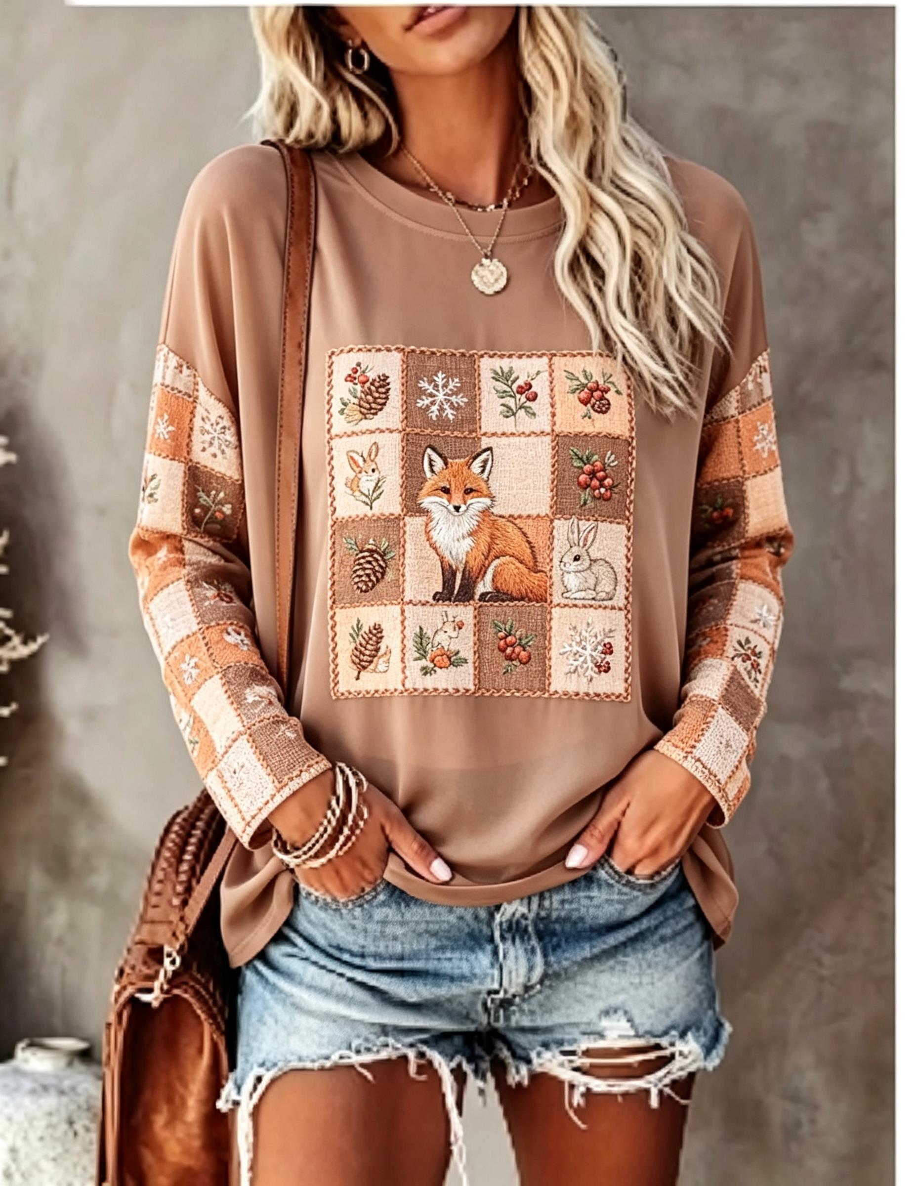 Women Long Sleeve T Shirt Fox  - T-Shirts review and price