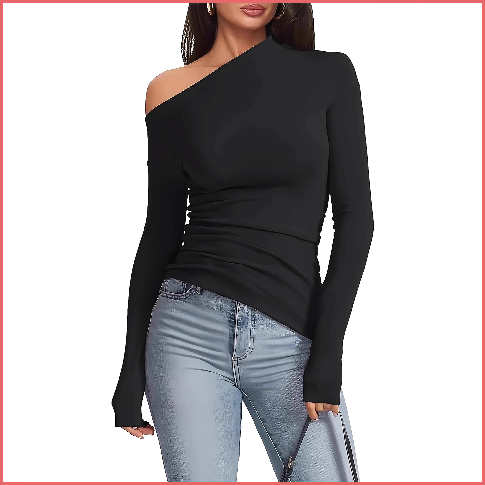 Off-Shoulder Long Sleeve T-Shi - T-Shirts review and price