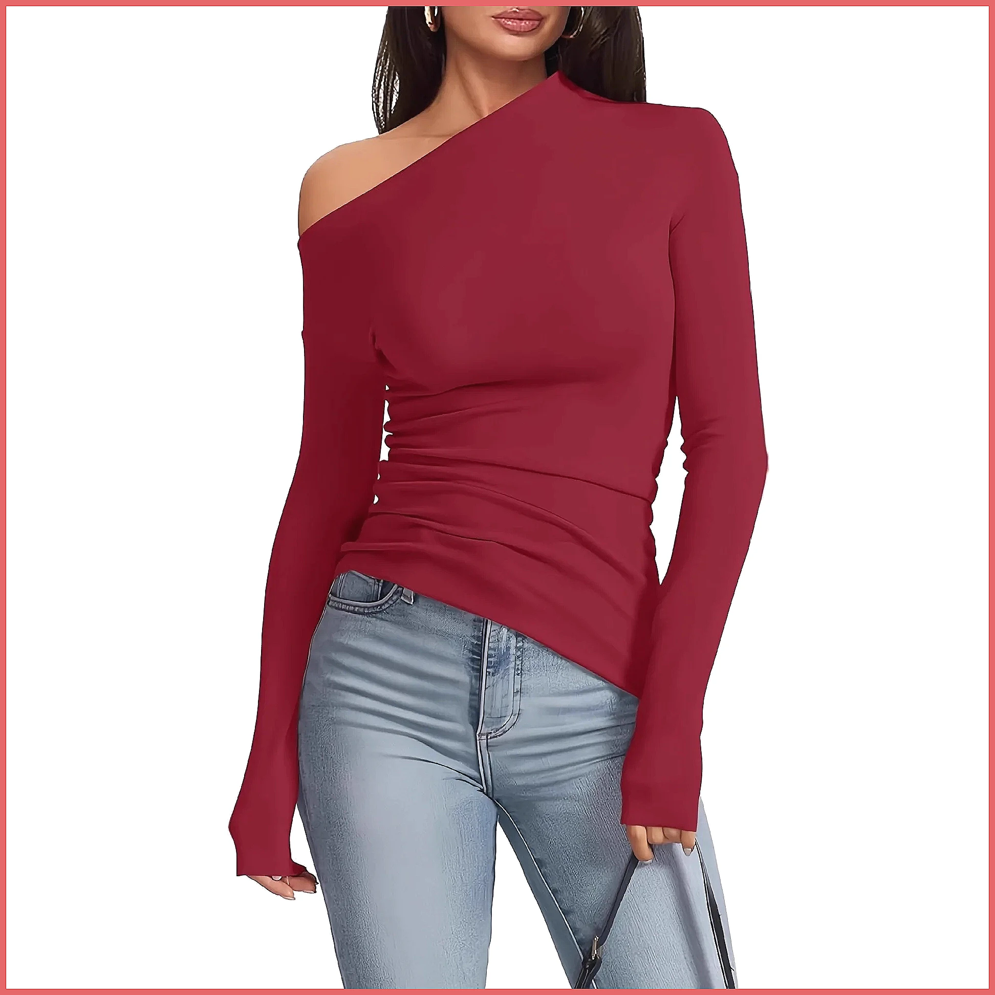 Off-Shoulder Long Sleeve T-Shi - T-Shirts review and price