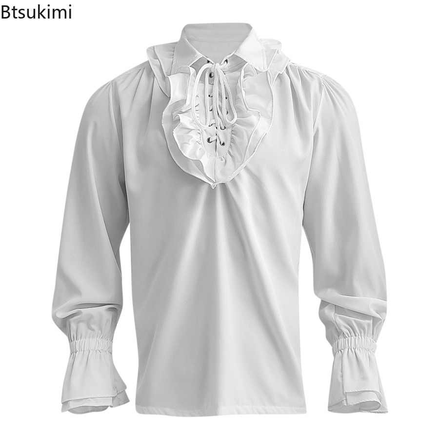 Men's Medieval Renaissance Pir - Medieval Gothic Lace Up Pirate Shirt review and price